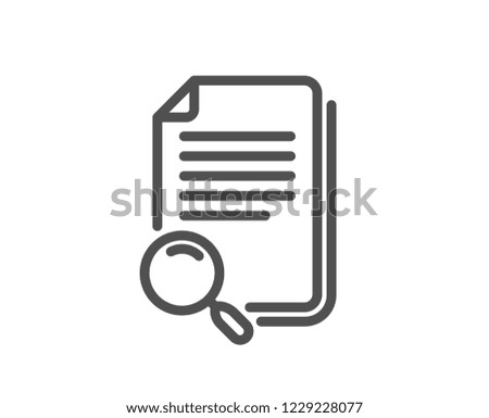 Search file line icon. Find document sign. Magnify glass. Quality design flat app element. Editable stroke Search file icon. Vector
