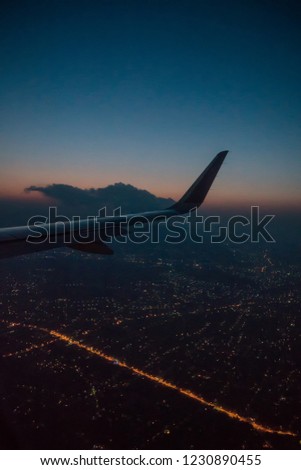 Night aerial view of the Athens city in Greece.