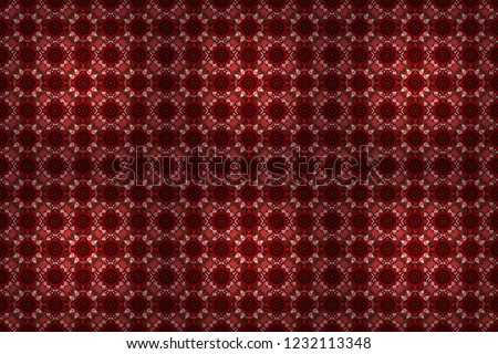 Seamless pattern modern stylish tiling design with squares in red, black and white colors. Raster illustration.