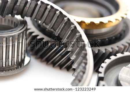 Gearbox parts isolated on  white background.