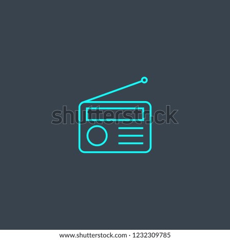 radio concept blue line icon. Simple thin element on dark background. radio concept outline symbol design from Music set. Can be used for web and mobile UI/UX
