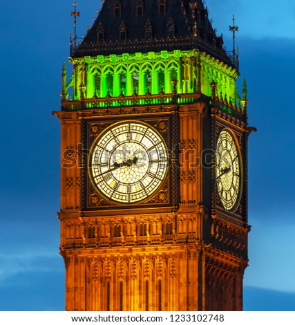 Big Ben clock at night, London, United Kingdom
