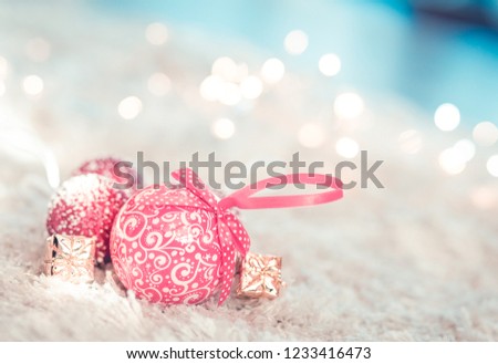 Christmas tree red decorations on white background