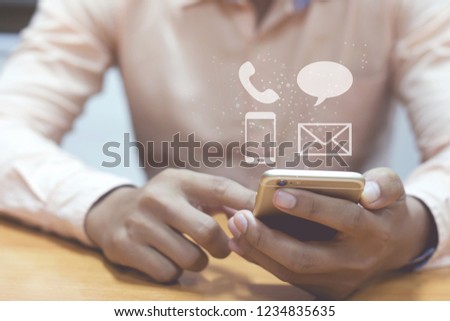 man using smart phone, Social media concept.