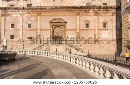 Palermo Sicily Historic Buildings Old Architecture Cathedral Statues Shame Square Palm Trees Old Stone Streets Wonderful City Landscapes Different Alternative Perspective Angles Trip Travel Tourism It
