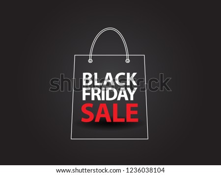 Black Friday Sale Text on Shopping Paper Bag Banner Vector illustration