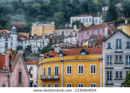 Colorful homes of Sintra, colorful town near Lisbon, Portugal.