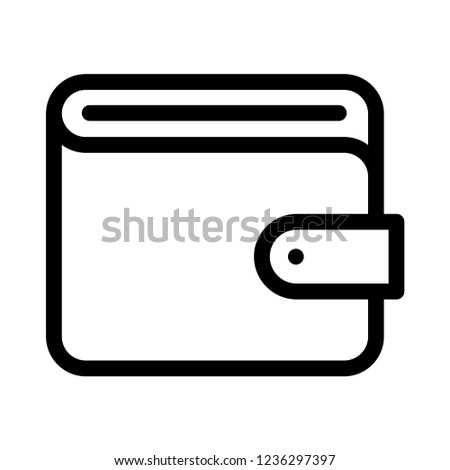 Outline wallet icon on white background, money sign silhouette illustration, web site, page and mobile app design vector element.