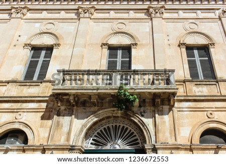 Ancient building facade in Polignano a Mare, Bari, Italy