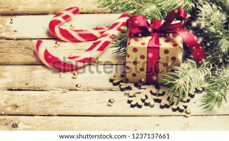 Christmas present with red ribbon