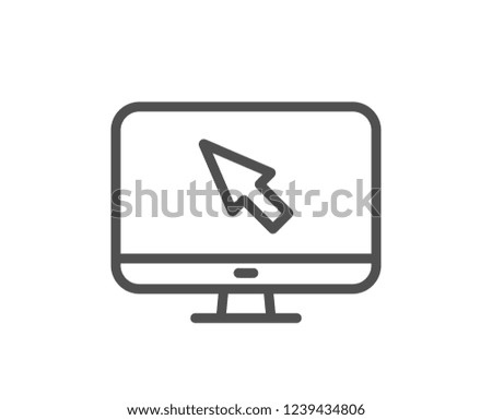 Computer or Monitor icon. Mouse cursor sign. Personal computer symbol. Quality flat web app element. Line design Internet icon. 