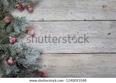 Christmas background on a wooden table