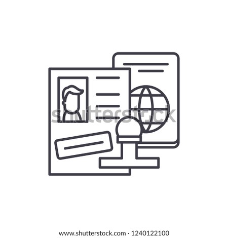Tourist visa line icon concept. Tourist visa vector linear illustration, symbol, sign