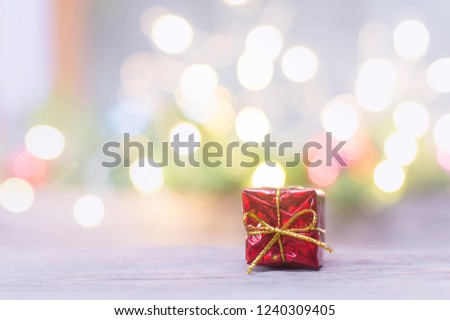 Close up of red gift box for Christmas or New Year decoration background