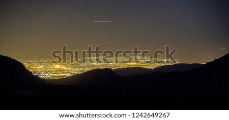 Southwest Landscape Red Rock Hills Downtown Las Vegas at night