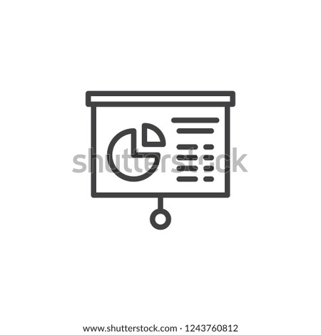 Presentation infographics outline icon. linear style sign for mobile concept and web design. Business Analytics Presentation screen simple line vector icon. Symbol, logo illustration. Pixel perfect 