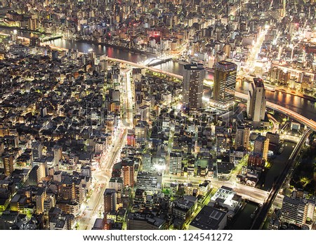 Tokyo city sky view at night