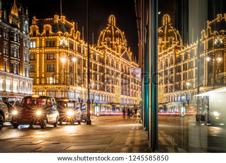 Night traffic in Kensington, London