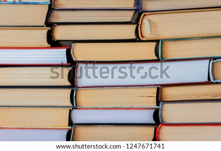 Many Books Piles, back to school background with copy space 