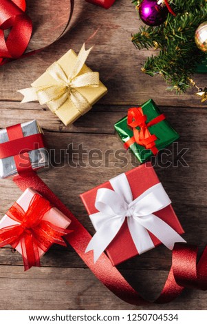 gift box Christmas on wooden background
