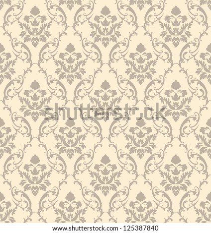 Color Damask Seamless Vector Pattern.  Elegant Design in Royal  Baroque Style Background Texture. Floral and Swirl Element.  Ideal for Textile Print and Wallpapers. 