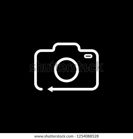 Modern camera Icon in trendy flat style isolated on black background. Camera symbol for your web site design, 
