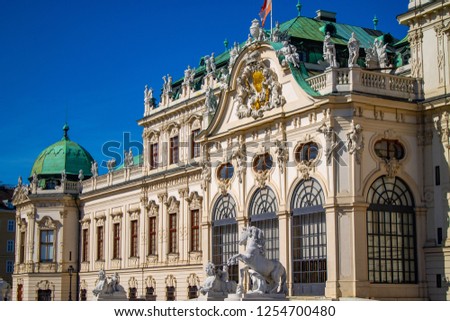 Royal Palace Belvedere Park and facade Vienna Austria