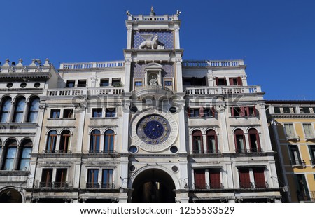 Clock tower on San Marco square in Venice, Italy