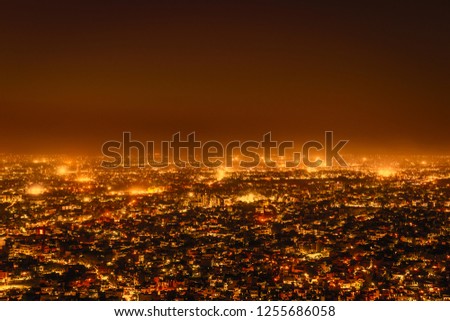 Top view  of  the city Jaipur Rajasthan at night after festival Diwali celebration .  city lighting 