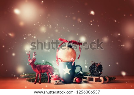 Christmas card with decoration / selective focus