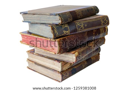 Pile of old books on a white background, isolated 