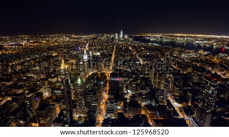 View over Manhattan from Empire State Building at night