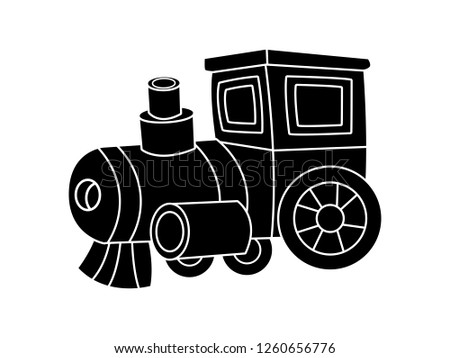 black and white line art, vector illustration of a train silhouette