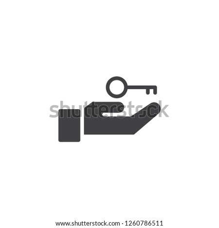 Hand and key vector icon. filled flat sign for mobile concept and web design. Rent house simple solid icon. Symbol, logo illustration. Pixel perfect vector graphics