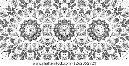 Black and white mosaic kaleidoscopic horizontal pattern for backgrounds and design