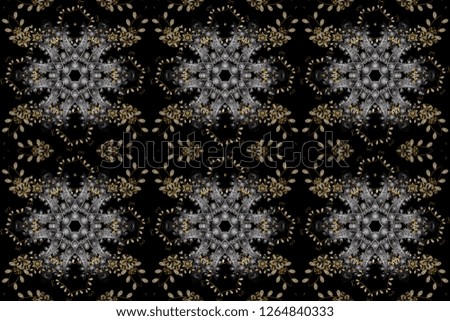 Seamless abstract background with repeating elements. Elegant raster classic pattern. Black and golden pattern.