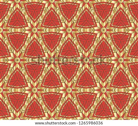 Seamless pattern with symmetric geometric ornament. Ornamental mosaic texture. Kaleidoscope abstract background. Ethnic arabic, indian, turkish ornament  