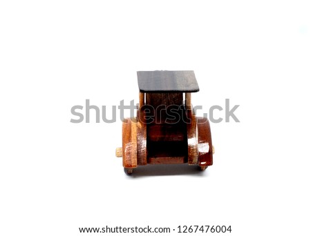 traditional wooden trishaw with white background