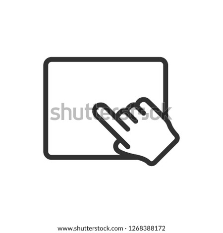 touchscreen. screen and hand with index finger. linear icon. Line with editable stroke