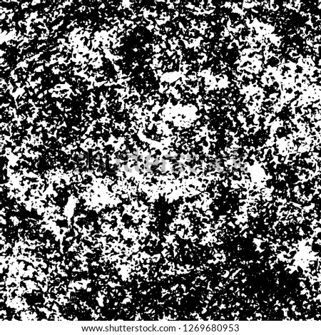 Grunge black and white abstract background. Vintage old surface in scratches, chips, cracks. Pattern for printing dirt, stains, scuffs. Texture monochrome dark