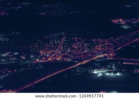 aerial view of the cityscape delhi at night. aerial photography late at night in spring