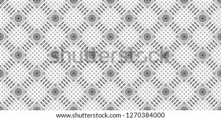 Seamless black and white symmetrical horizontal pattern for textile and backgrounds