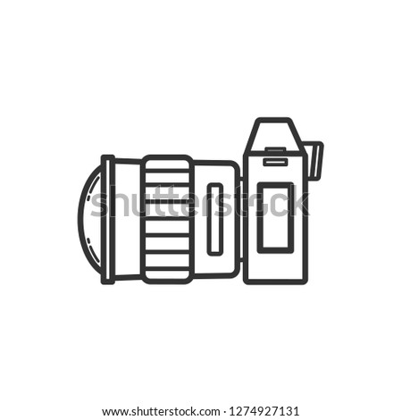 Camera with lens icon,Side view of Camera,Flat design.