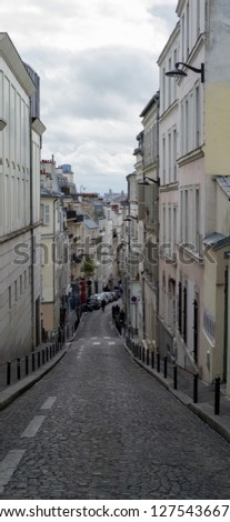 A street of Montmartre district, Paris, France