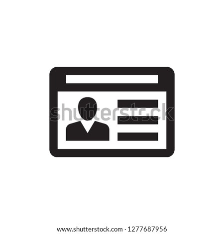 ID card - black icon on white background vector illustration for website, mobile application, presentation, infographic. User with identity profile concept sign. Graphic design element. 