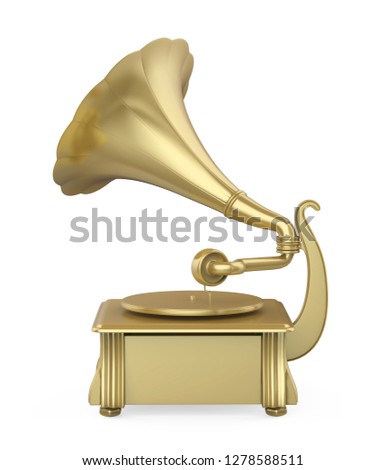 Golden Phonograph Isolated. 3D rendering