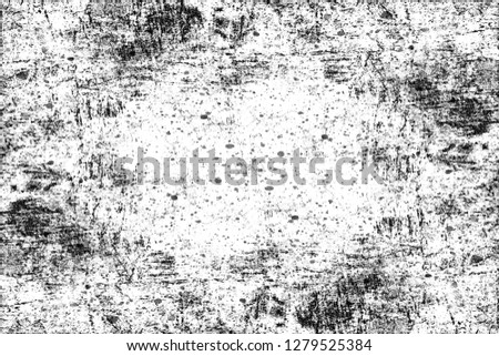 Grunge background black and white. Monochrome abstract texture of dust, smudges, cracks, scuffs, scratches, chips for print. Old vintage surface.