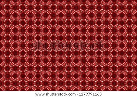 Seamless pattern illustration for design. Abstract kaleidoscope white, red and black background. Bright flower. Raster illustration.