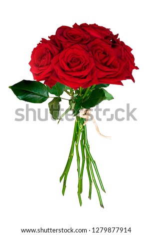 bouquet of red roses isolate on white background with clipping path