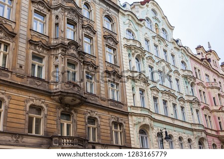 Beautiful architecture of the buildings at Prague old town